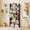 Wooden 6-Tier Bookshelf with Wall Anchor Kit and Open Shelves for Living Room